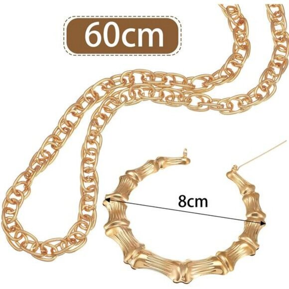 90s Hip Hop Costume Kit Gold Chain Earrings Sunglasses Rapper Party Outfit - Picture 3 of 7